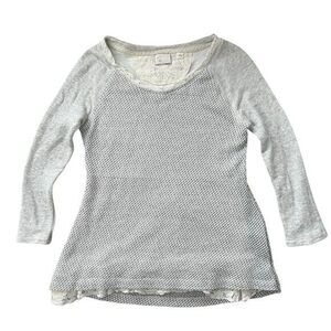 Anthropologie Light Gray Textured Scoop Neck Sweater